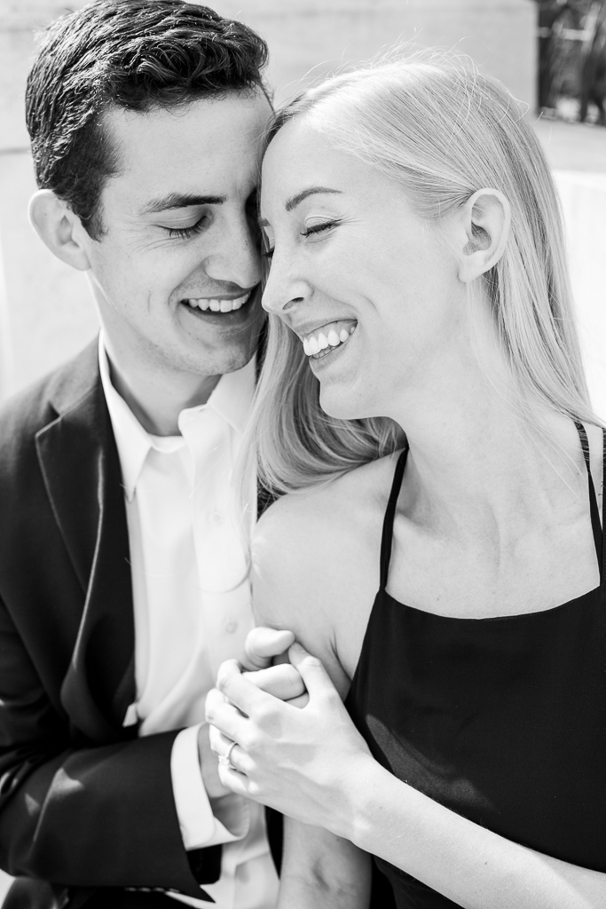 Portrait of gorgeous young couple smiling and holding each other hand