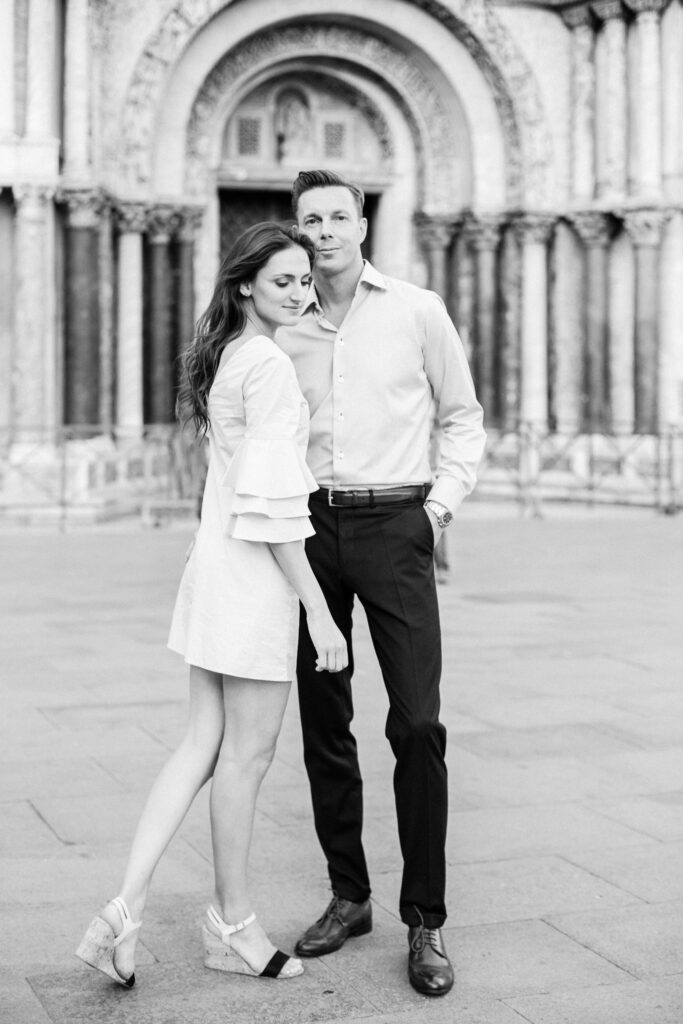 Charming couple enjoying their photo shoot at Piazza San Marco Venice